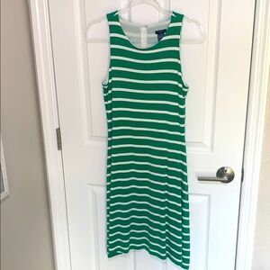 Ann Taylor kelly green and white striped dress size 6